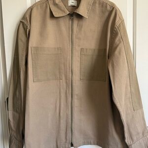 H&M Men's Lightweight Zip-Front Shirt Jacket in Tan